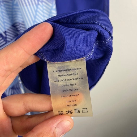 Title Nine Gidget 2.0 Summer Dress Blue Purple Printed Stretchy Women's Medium - Picture 5 of 7